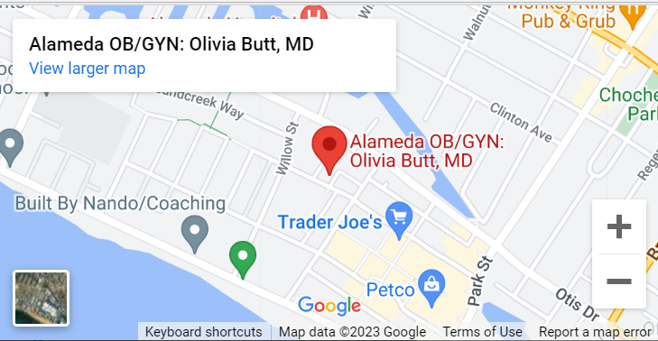 A map of the location of olivia butt, md.